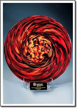 Glowing Ember Swirl Art Glass Award